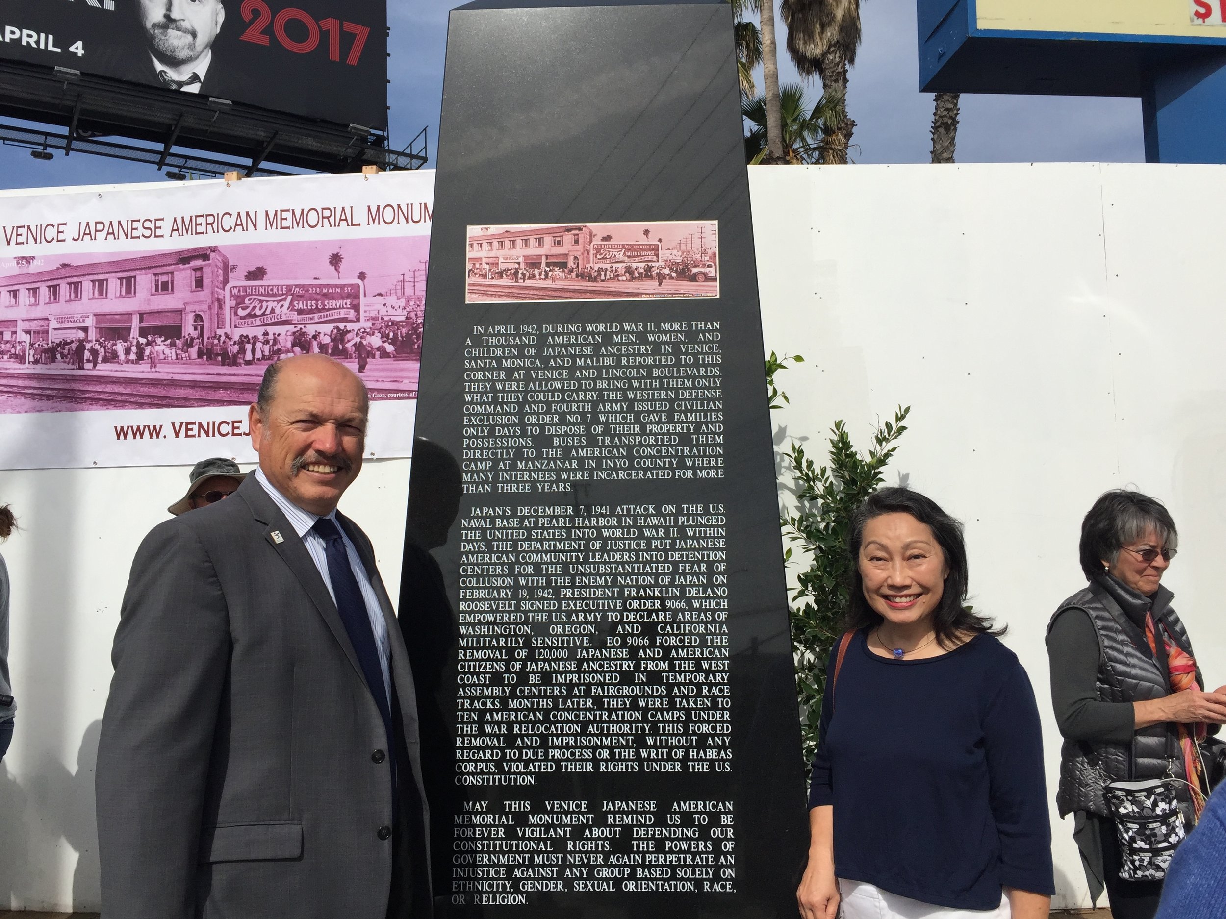 Tony at the dedication of the Japanese American Memorial in Venice, CA