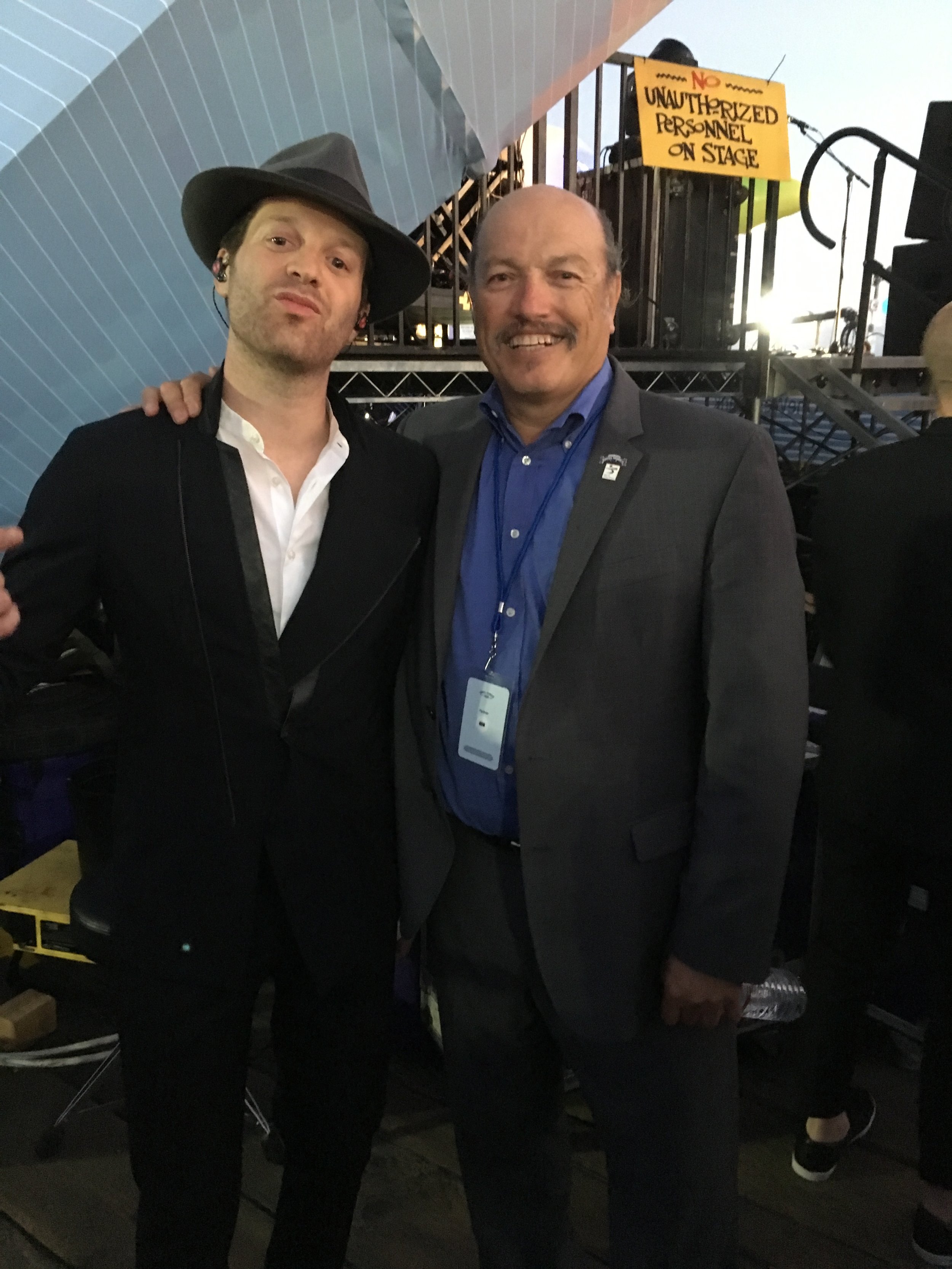 Mayor Tony Vazquez with Mayer Hawthorne at the opening night of the Twilight Concert series in Santa Monica, CA
