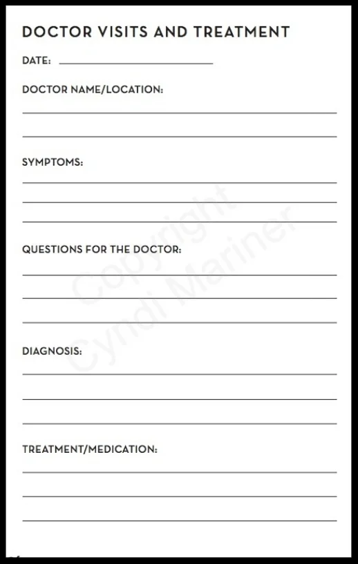 Pages to record important information