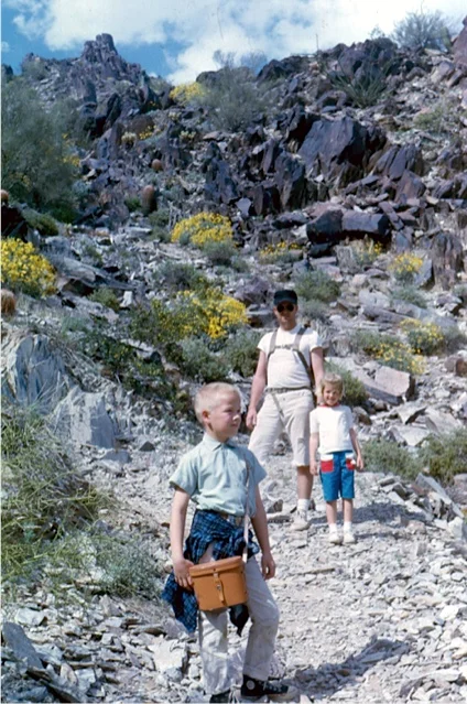 Me, Karl Woodman, family friend and probably my first musical influence, and his daughter Janet at North Mountain, Phoenix,