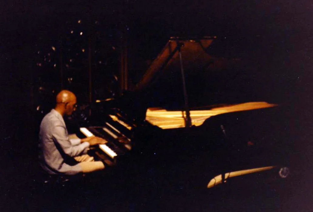 Prince Shell playing his solo piano set at a concert produced by Lewis Nash and Allan Chase, “An Evening of Creative Improvised Music,” ASU Music Theater, Tempe AZ, 1.21.80.