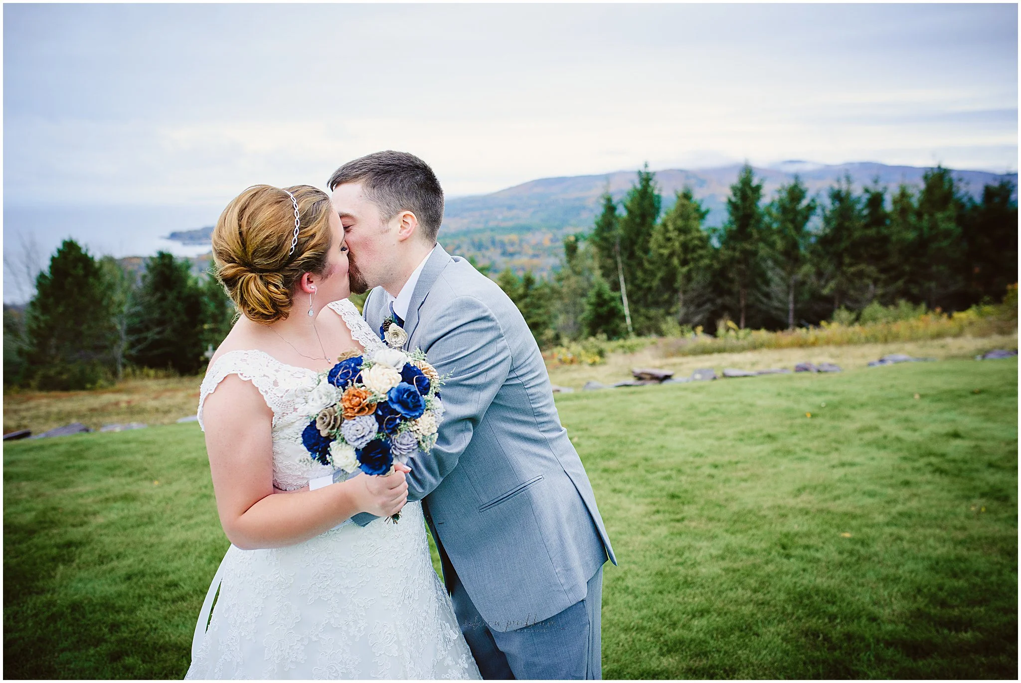 Acadia National Park elopement photographed by a Maine elopement photographer with expertise in coastal weddings, national park permits, and intimate ceremonies
Downeast Maine elopement photography capturing a couple getting married along the rocky c
