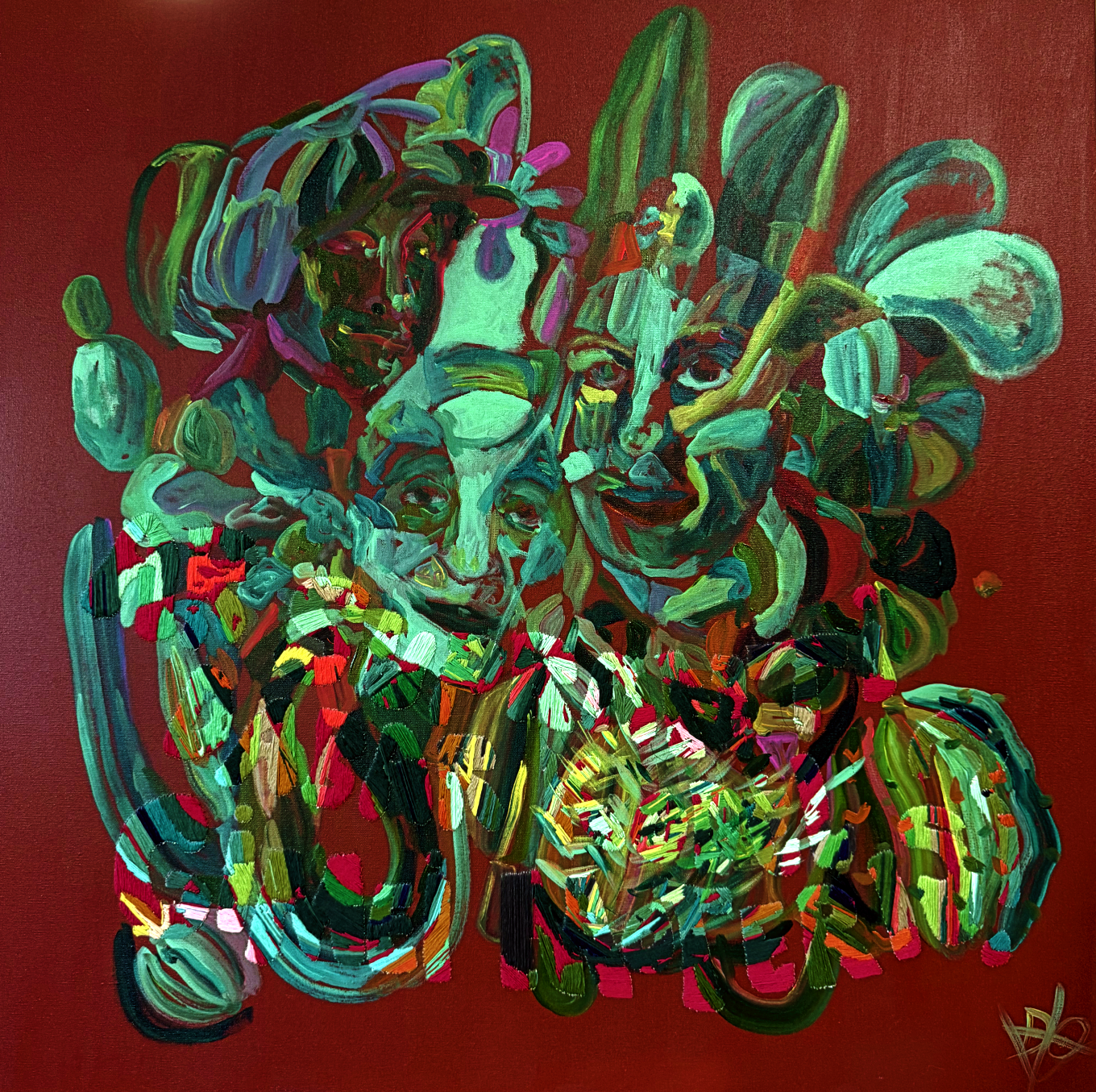 Ar Supranti Dabar?, Acrylic and Embroidery on Canvas, 36 x 36 in