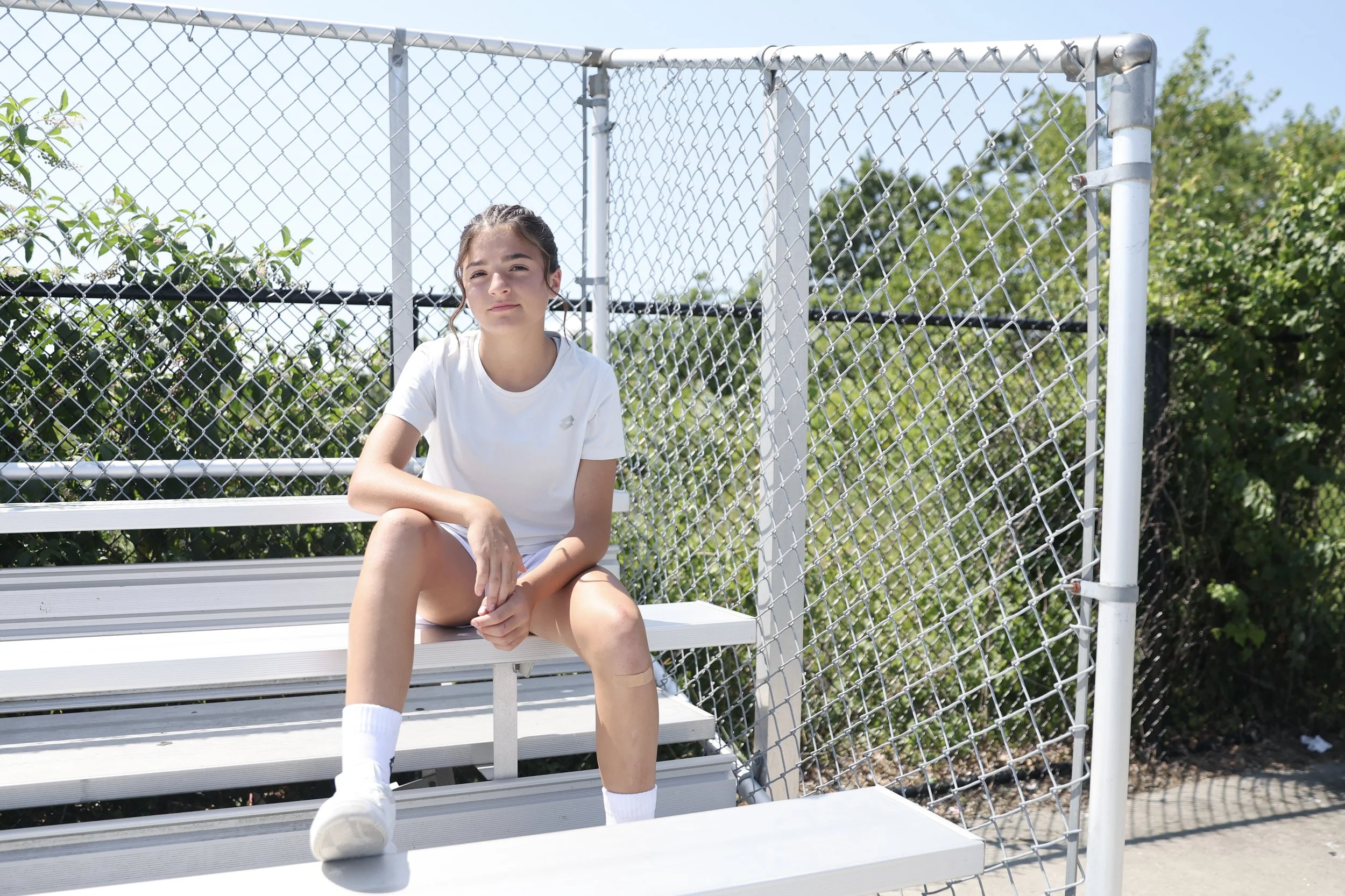 Loradana Paletta, 14, poses for a portrait in Oyster Bay, N.Y. on Monday, July 21, 2025. Paletta signed a deal with Italian sports brand LOTTO to become their first-ever NIL athlete in the U.S.
