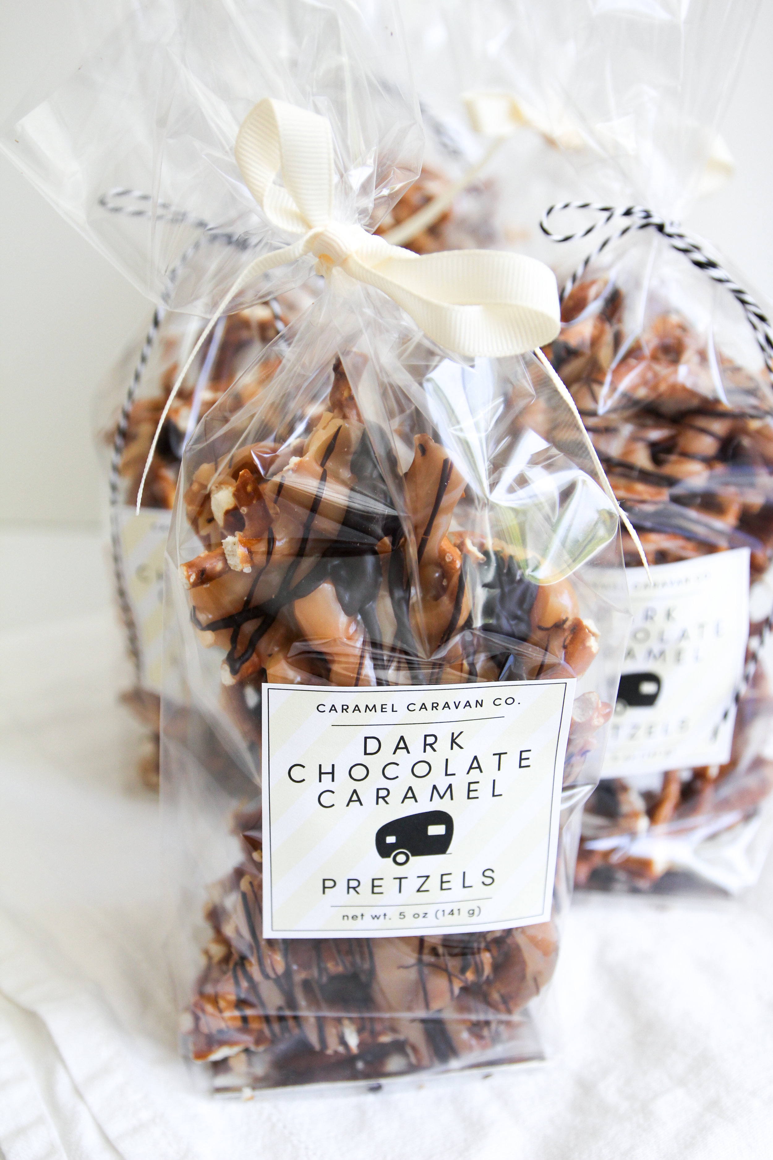 dark chocolate caramel pretzels