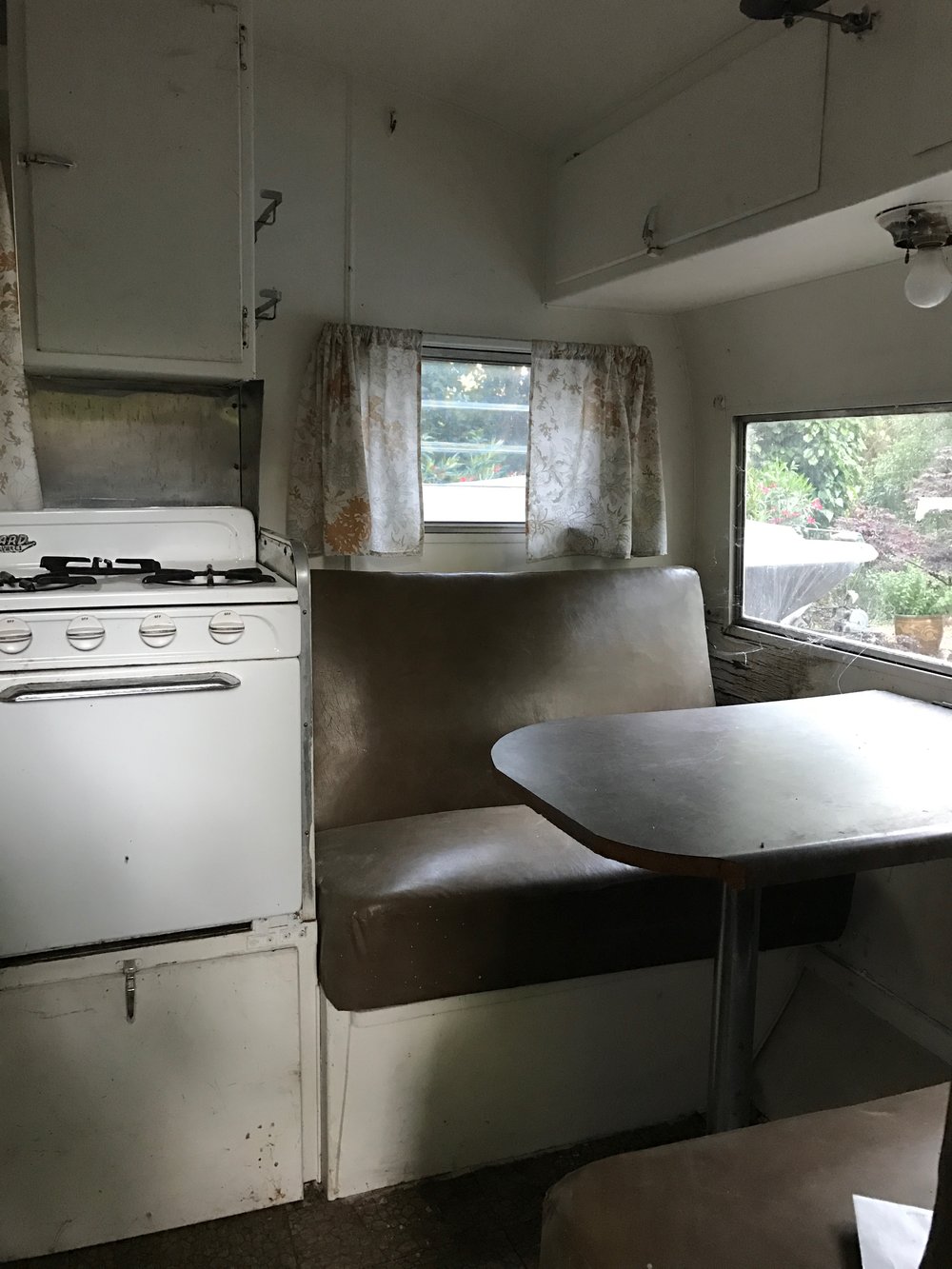 interior of canned ham vintage trailer
