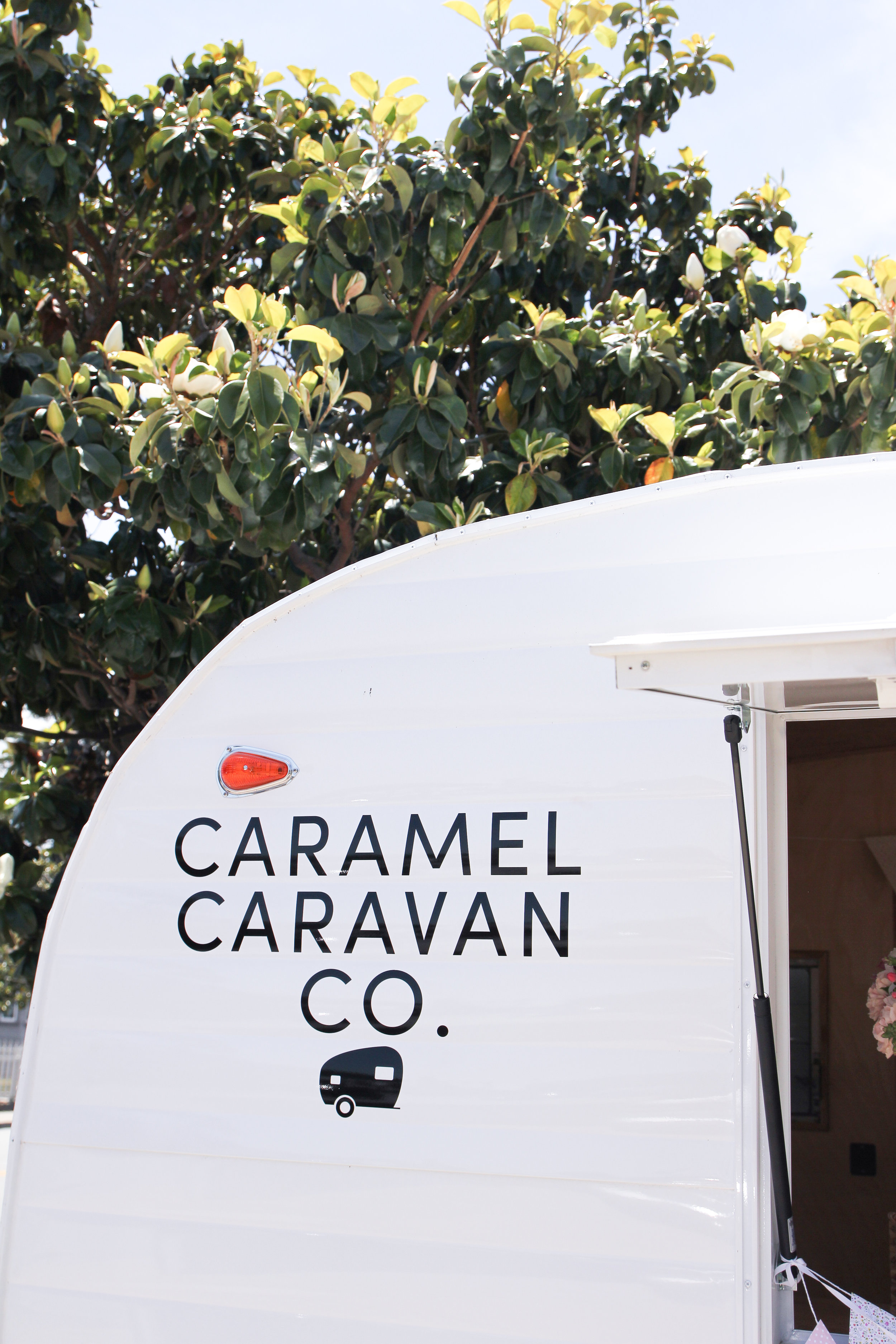 caramel caravan logo on trailer