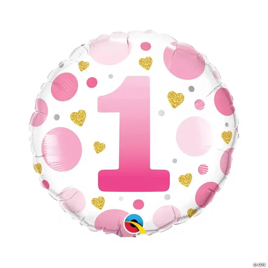 1st Birthday Pink Dots Balloon #154-A