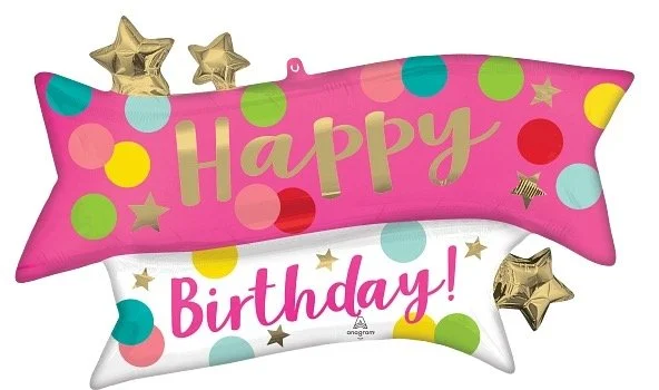 Birthday Pink Confetti Banner