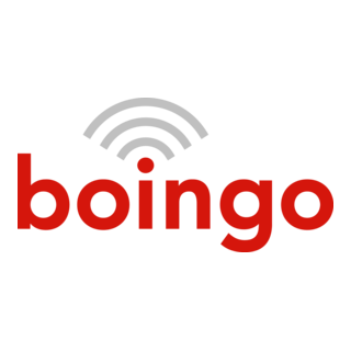 Logo with the word 'boingo' in red and a Wi-Fi symbol above the 'o'.