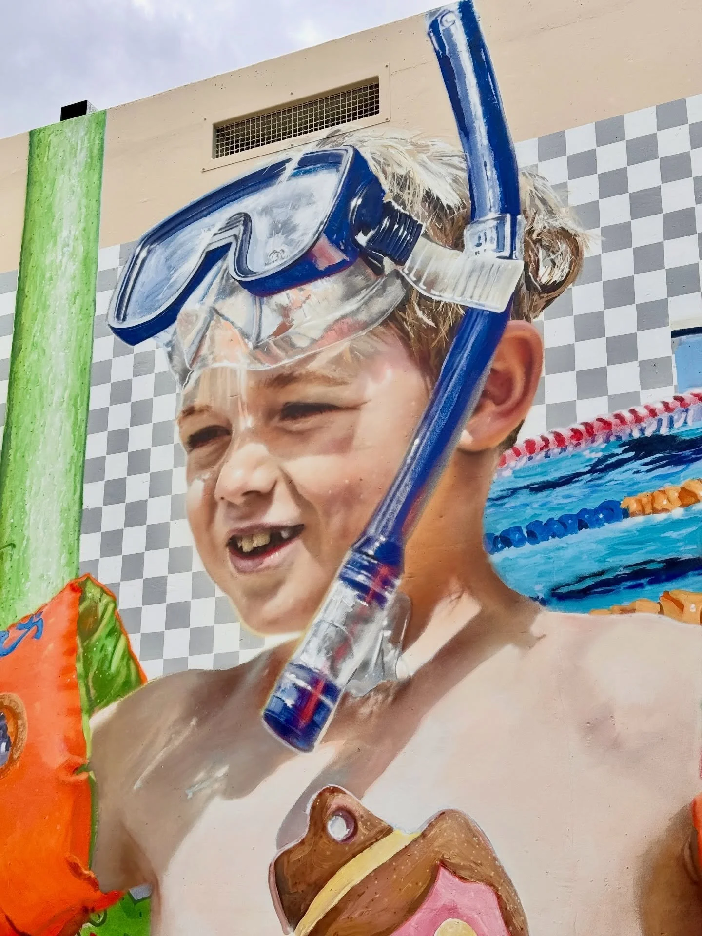 Everybody in the pool!!! 🩲🩴☀️🍉⛱️ 
for the @burpengaryralc and @cityofmoretonbay

#painting #art #streetart #portraiture 
#mural