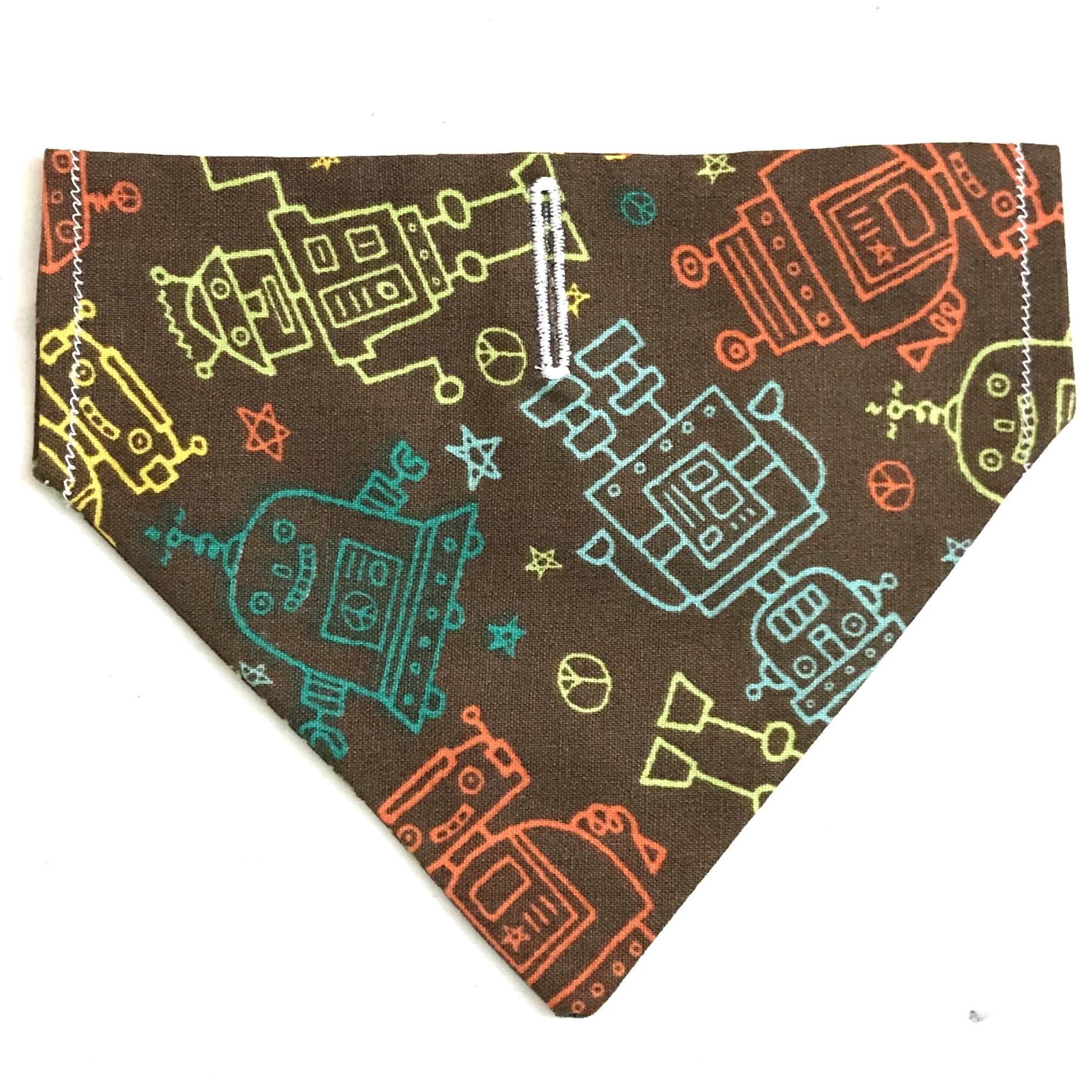 Single Print Dog Bandana- Robots (6 inch)