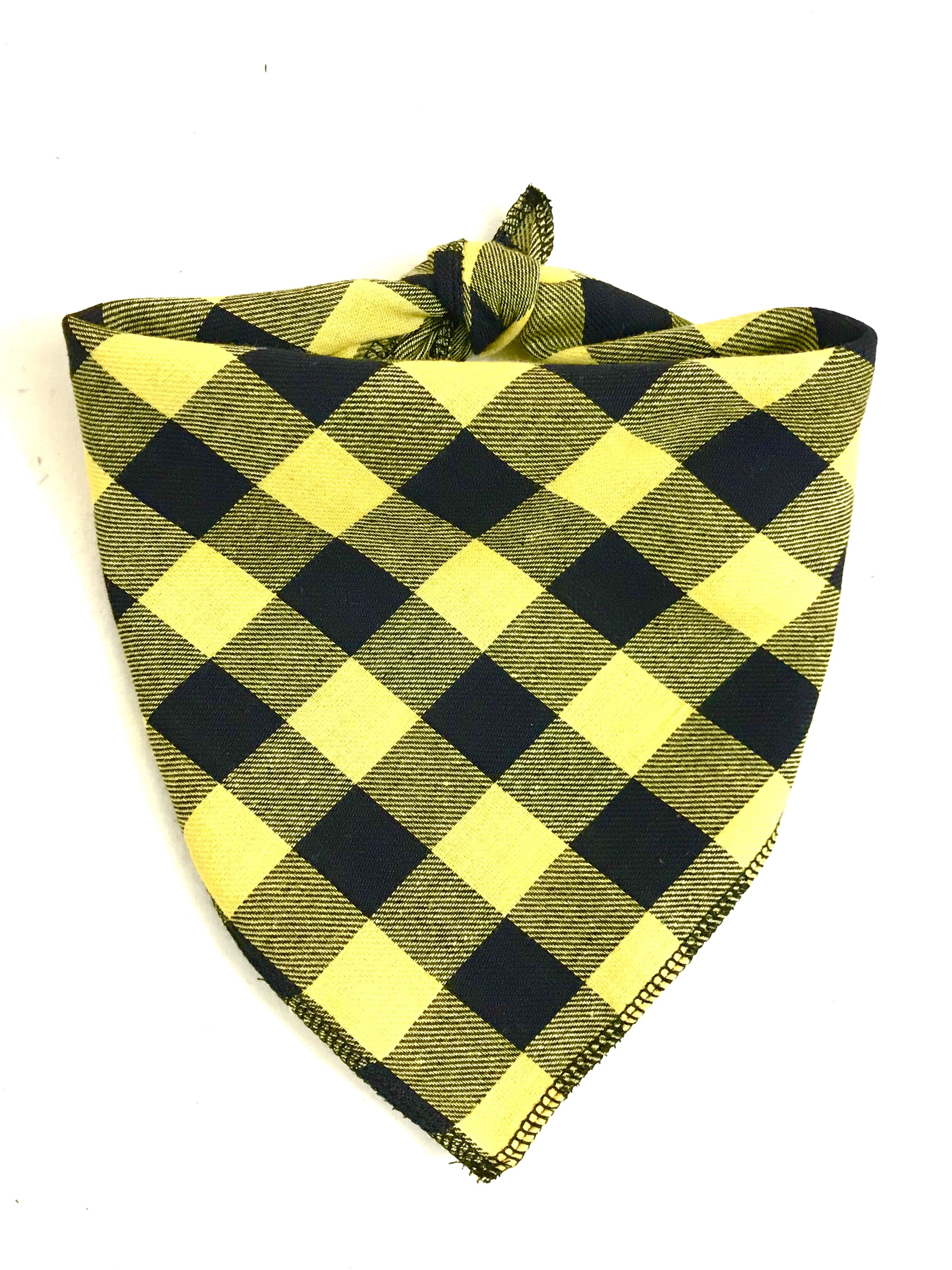 Yellow and Black Plaid -Dog Bandanna 