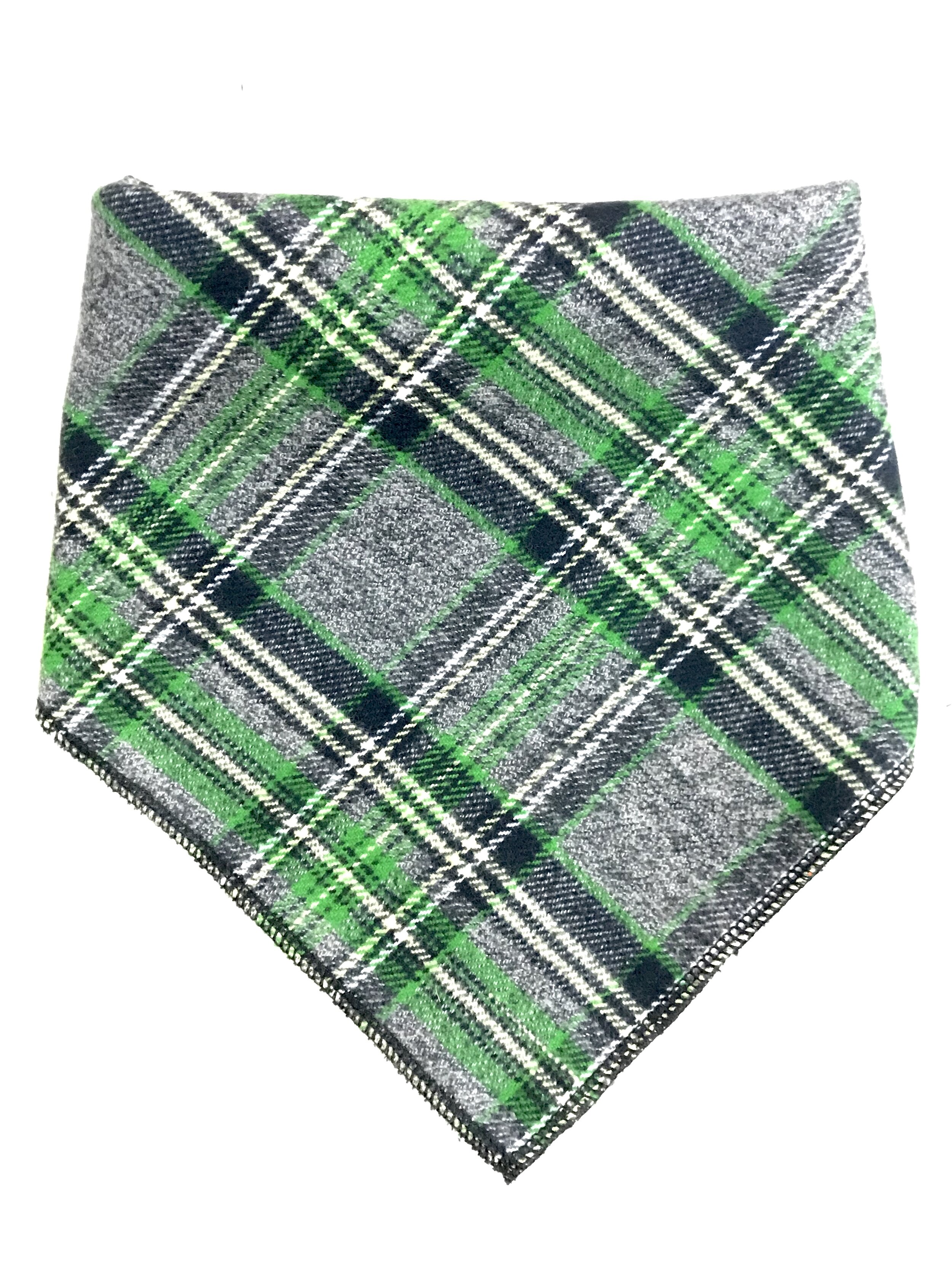 Green and Gray Plaid -Dog Bandanna 