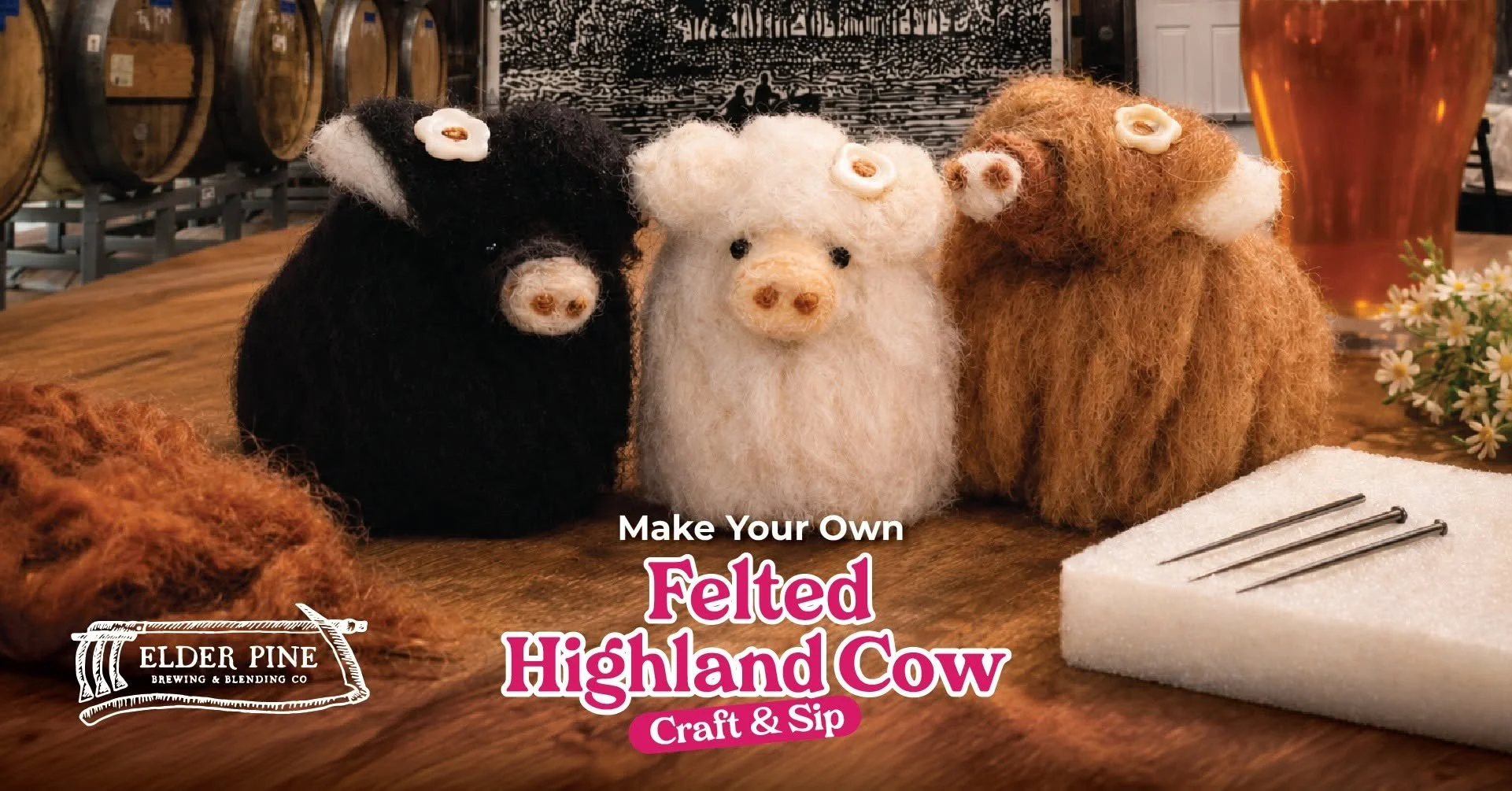 FELTED HIGHLAND COW CLASS | THE ACORN CRAFT STUDIO