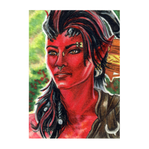 Karlach | Baldur's Gate 3 | Original Art Card | 2.5 x 3.5 ATC ACEO |  Personal Sketch Card  Ashley Villers