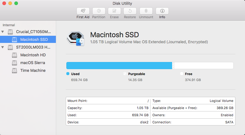 Disk Utility for OS X 10.11 El Capitan or macOS 10.12 Sierra