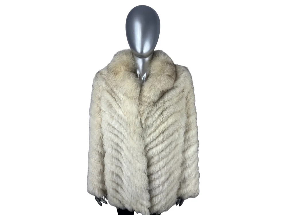 Estate Furs Blue Fox Fur Collar Light Blue Fox Fur Stole: Handmade