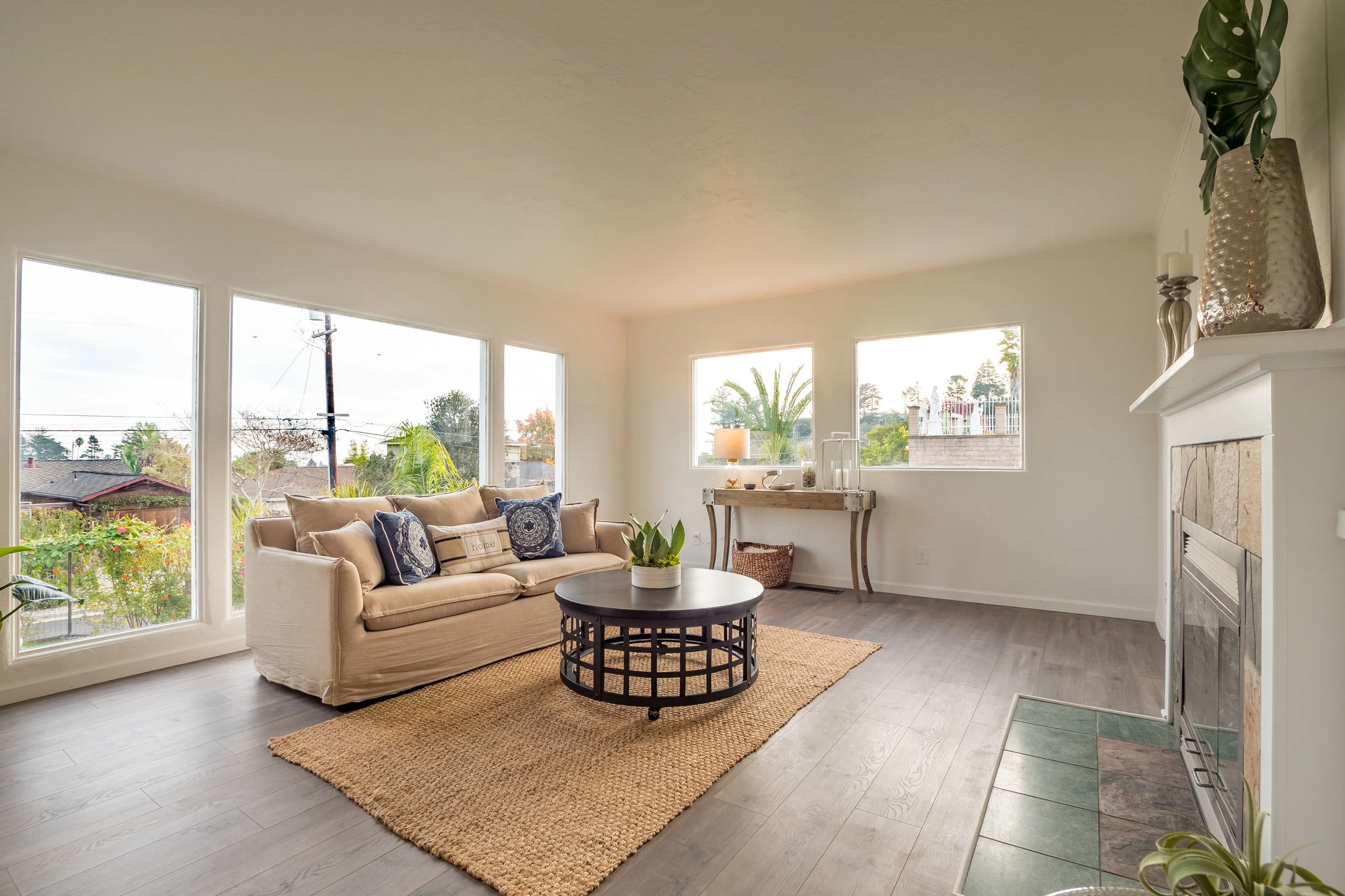 Living Room with Fireplace Santa Cruz Home