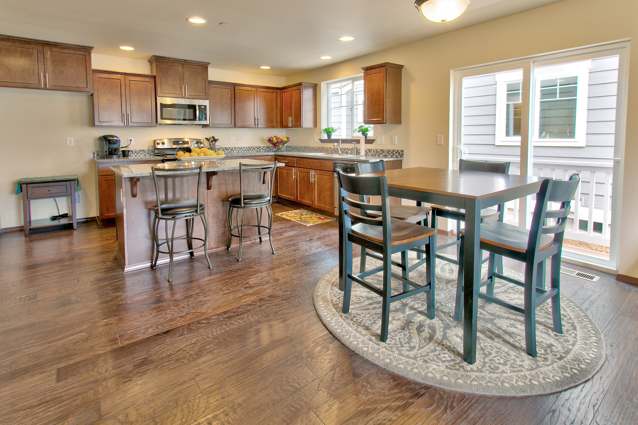 Hand-scraped style hardwood flooring
