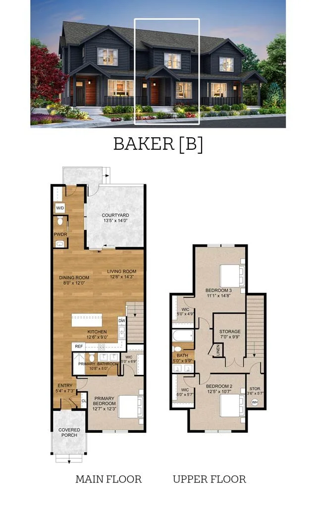Floor plan of 3-bedroom townhome for sale at Trailside