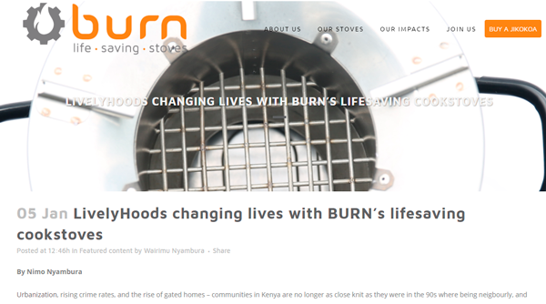LivelyHoods changing lives with BURN’s lifesaving cookstoves
