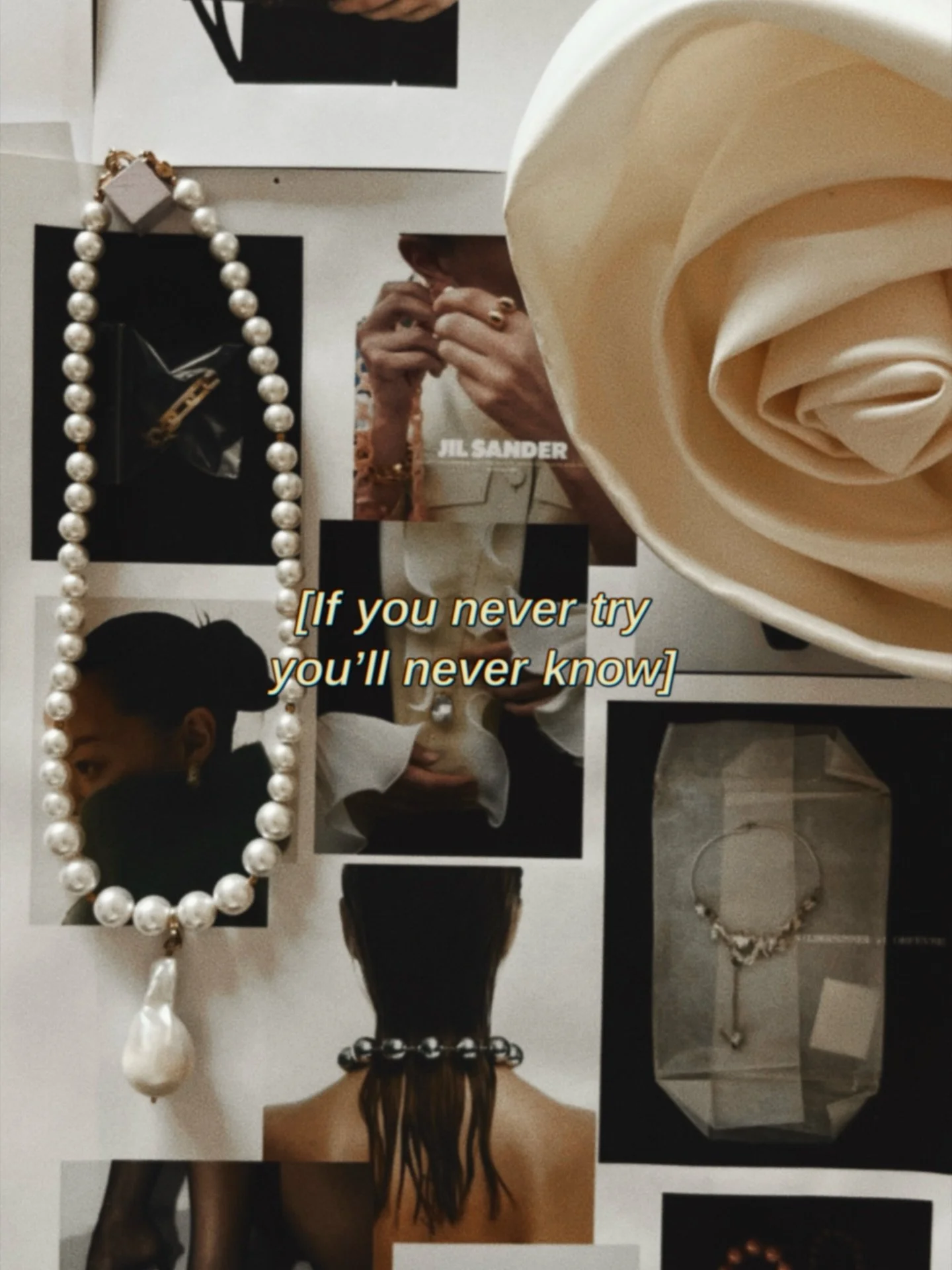 Messy table diaries (small message for you) 
.
.
.
.
.
Vintage jewelry, pearl necklaces, mood boards and quotes, aesthetics, designer research, making jewelry