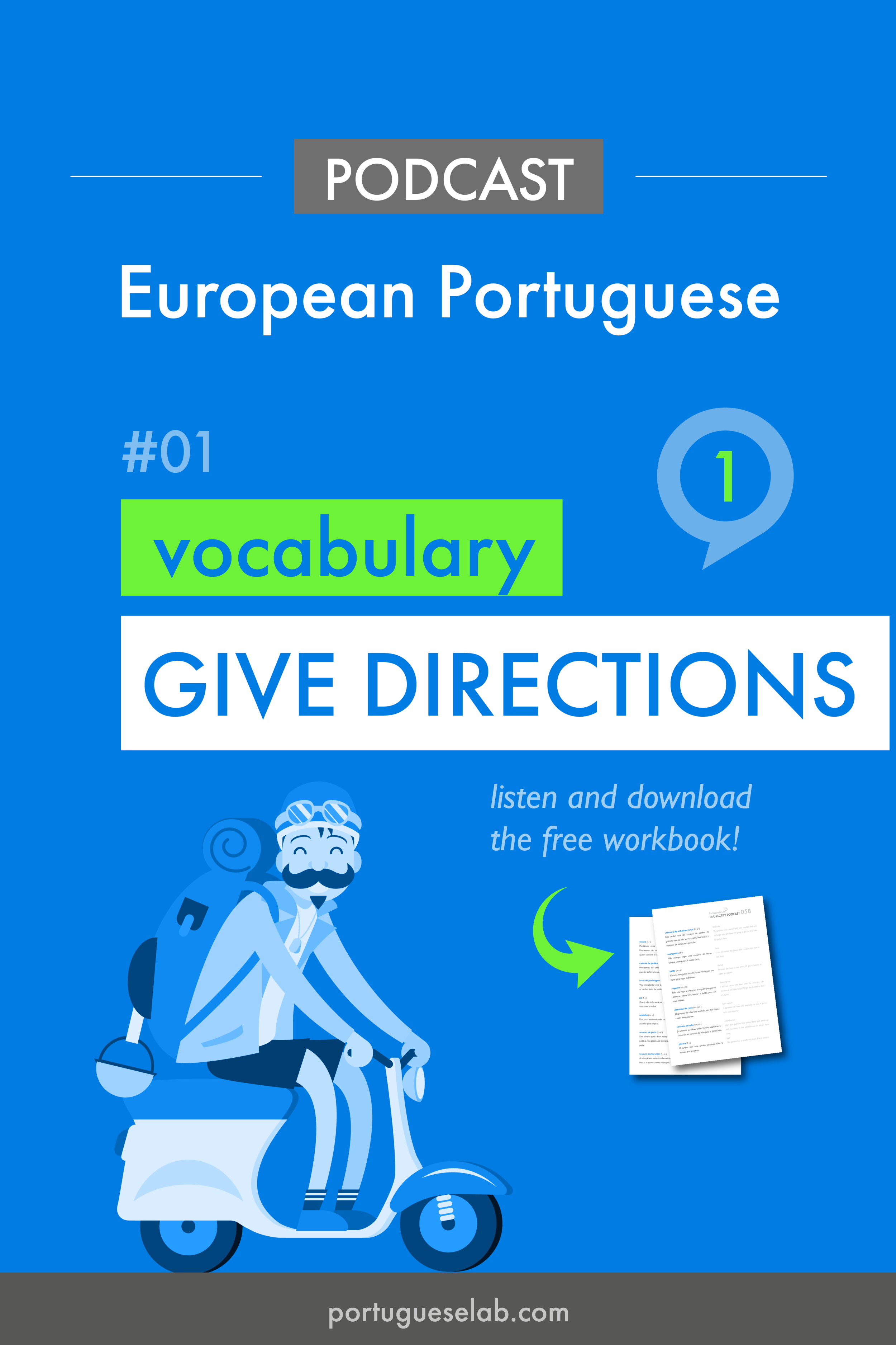 Portuguese Lab Podcast - European Portuguese - 01 - Vocabulary - How to give directions.png