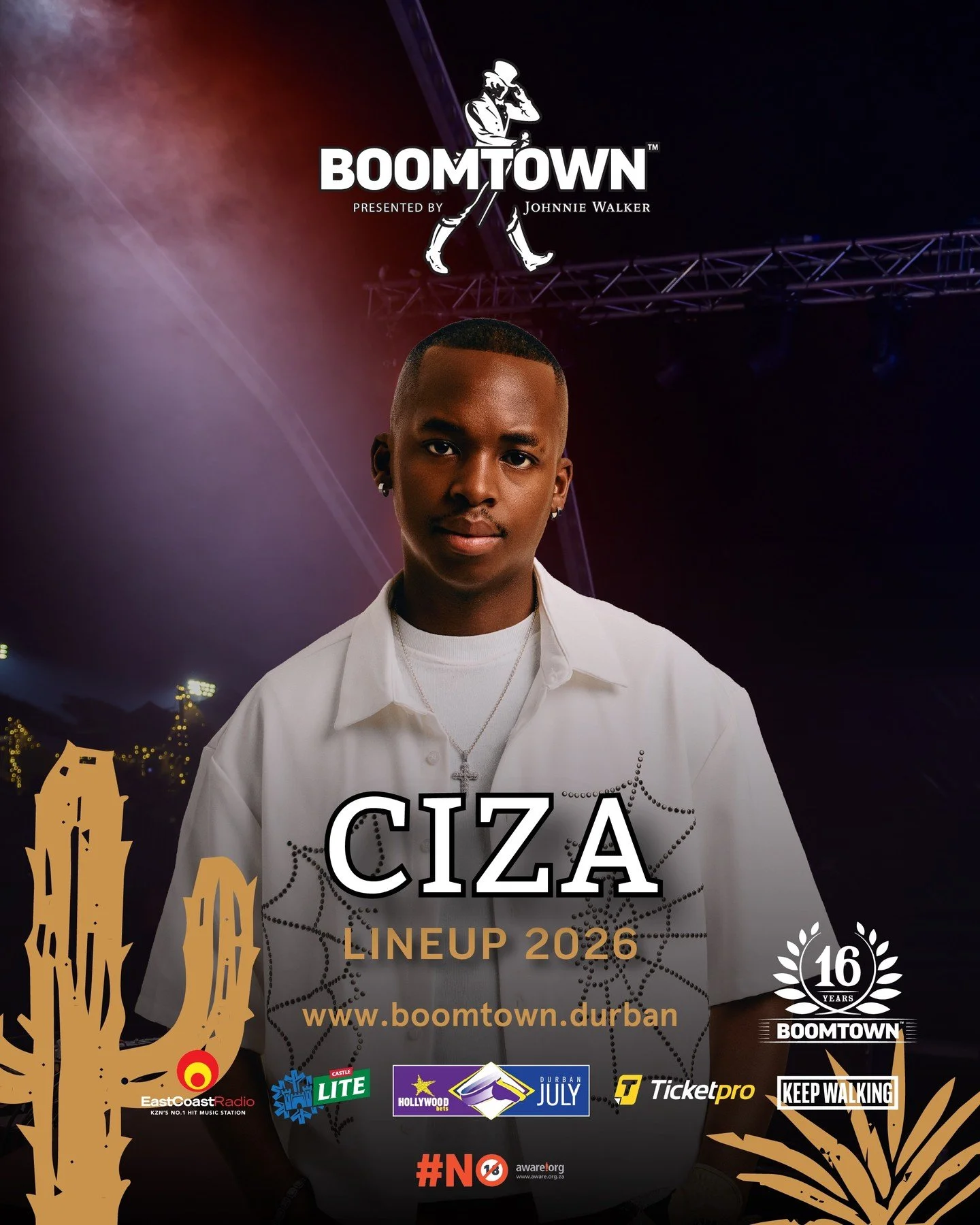 🔥 YOUNG LEGEND LOADING&hellip; 🔥

He&rsquo;s not the future. He&rsquo;s the NOW.

The prince of the new wave, the voice of a generation, and one of the hottest names in the game right now.

BOOMTOWN, make some noise for Ciza!

📍 Saturday, 4 July 2