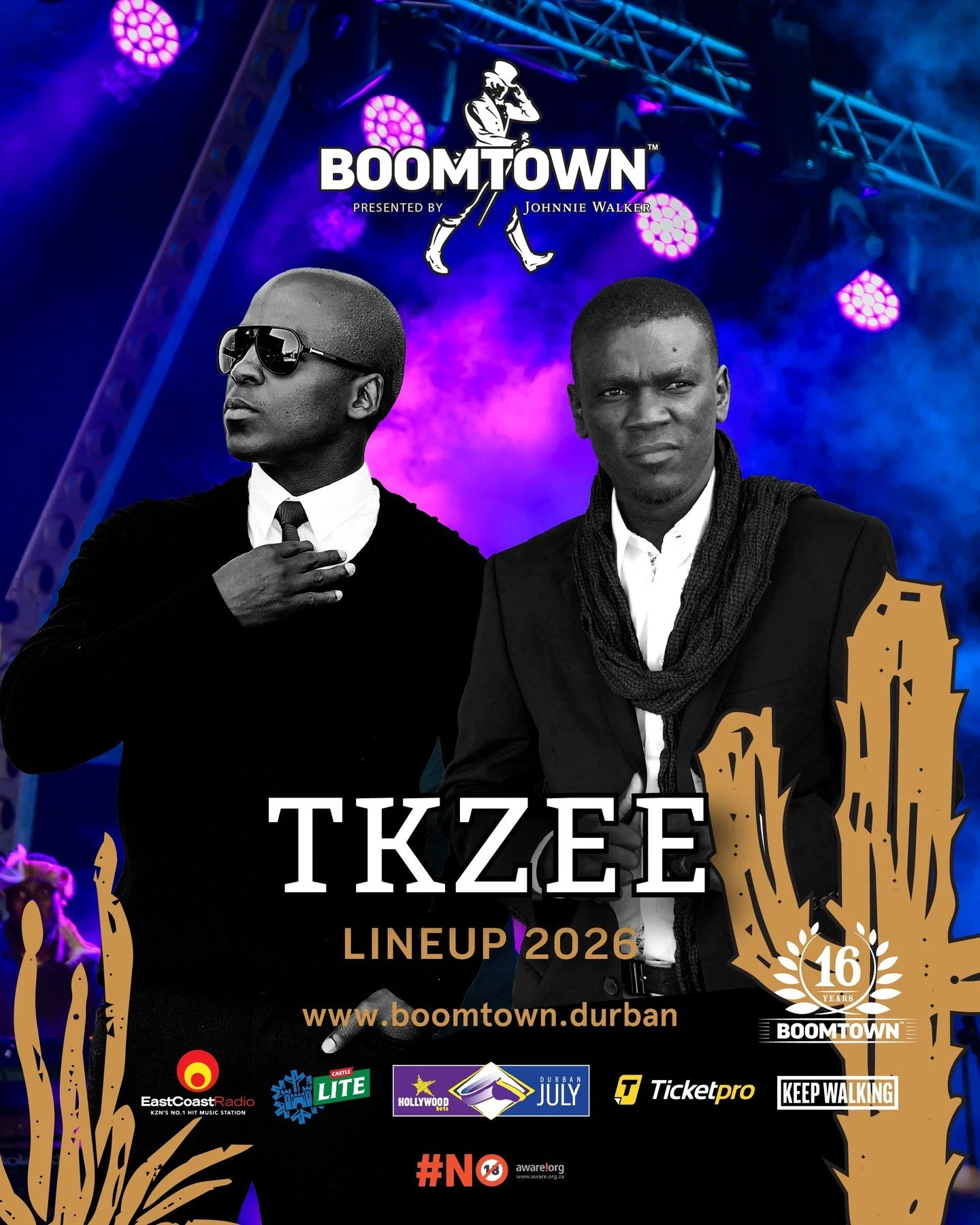 🚨 LINEUP ANNOUNCEMENT 🚨

Durban, are you ready?! 🔥 TKZEE is pulling up to BOOMTOWN presented by Johnnie Walker with the ultimate Kwaito energy - expect heavy beats, pure nostalgia and a night to remember.

📍 Saturday, 4 July 2026
🎟️ Get your tic
