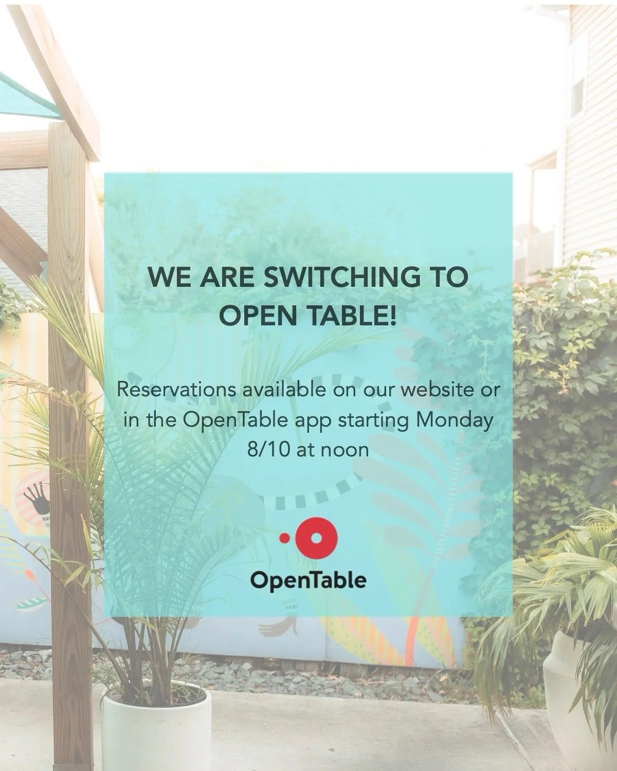 We are excited to announce our switch to the OG of reservation systems, @opentable as our exclusive reservation partner!

Some important things to note about this switch:

&bull;Reservations for this weekend only are still available via Resy
&bull;Fu
