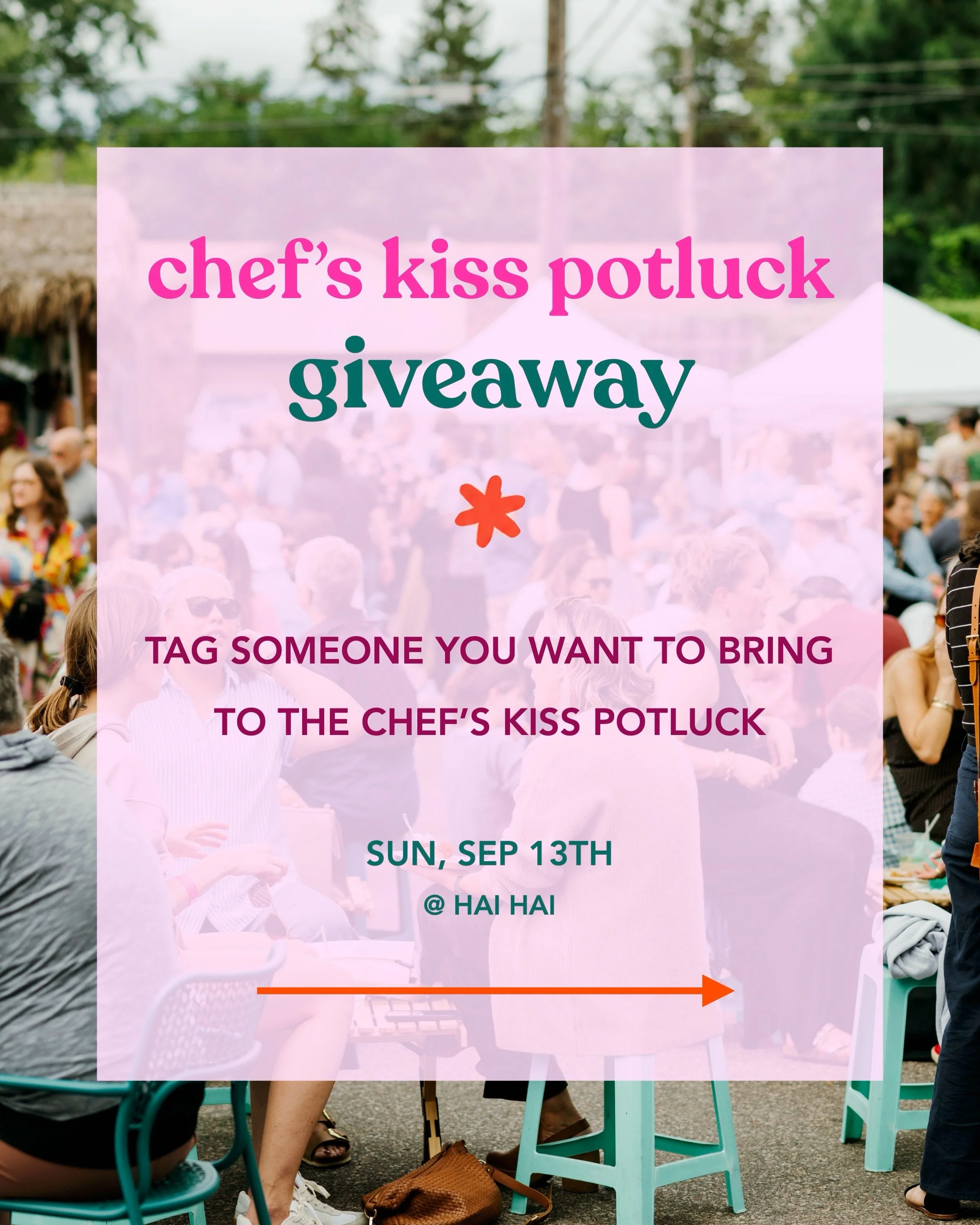 📣 GIVEAWAY ALERT!! 📣 Win TWO TICKETS to the Chef&rsquo;s Kiss Potluck 💋 on Sunday, Sep 13 for you and a friend! Come and sample food &amp; drinks by the best female chefs &amp; bartenders and join us for a day of community for a great cause! All p