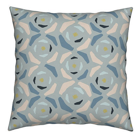 Moss Magnolia, 20" x 20" printed cotton with down insert, $125 (pairs available)