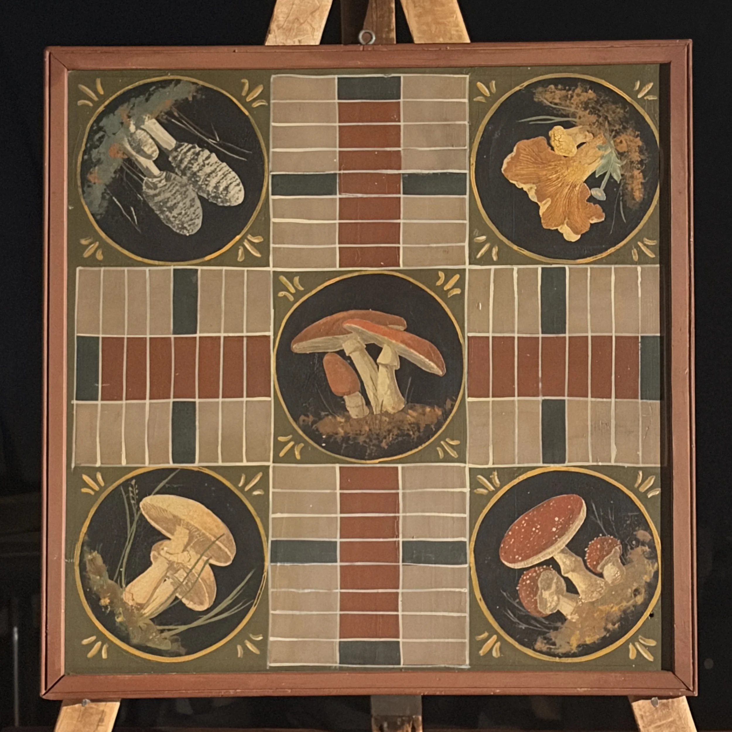 Mushroom Themed Parcheesi Board c.1870