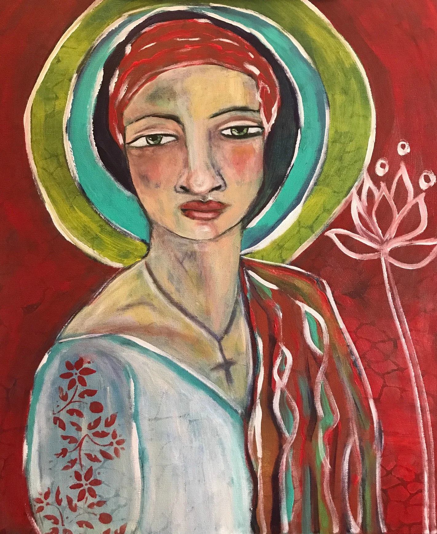 Untitled Prayer Painting Acrylic on Canvas 20 x 24
