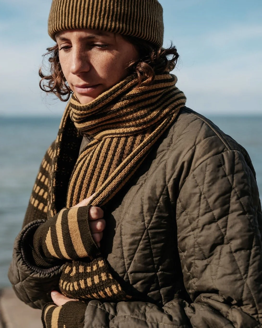 I'm excited to share an image from last weeks photoshoot on the beach. Can't wait to share more over the coming days. 

The new collection features stripes and simple graphic patterns crafted using luxurious tactile wools, 100% natural and sourced fr