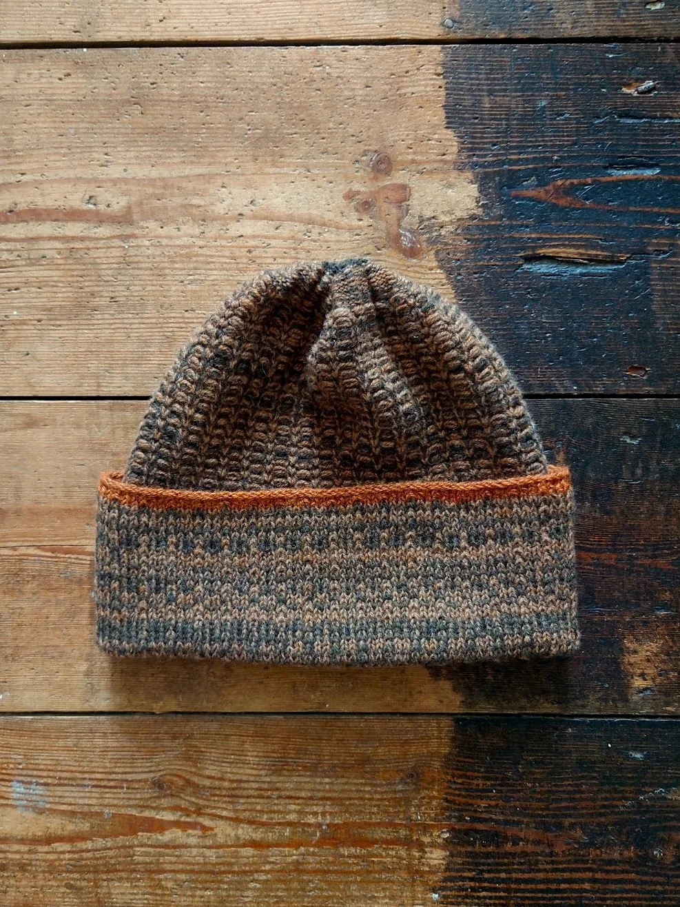Kate Jones Knitwear — Wool Cliffe Hat - Kelp/Driftwood