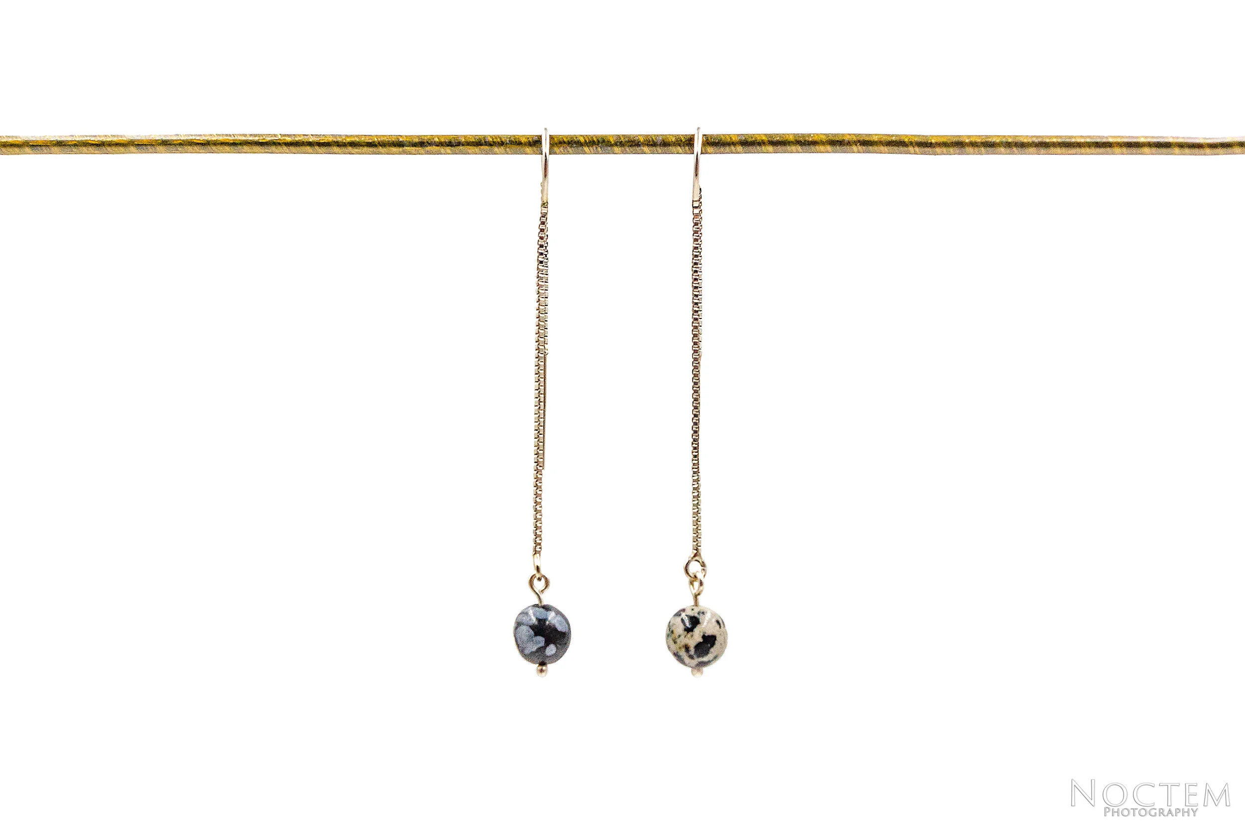 Mismatched Dalmatian Jasper and Snowflake Obsidian Threaders