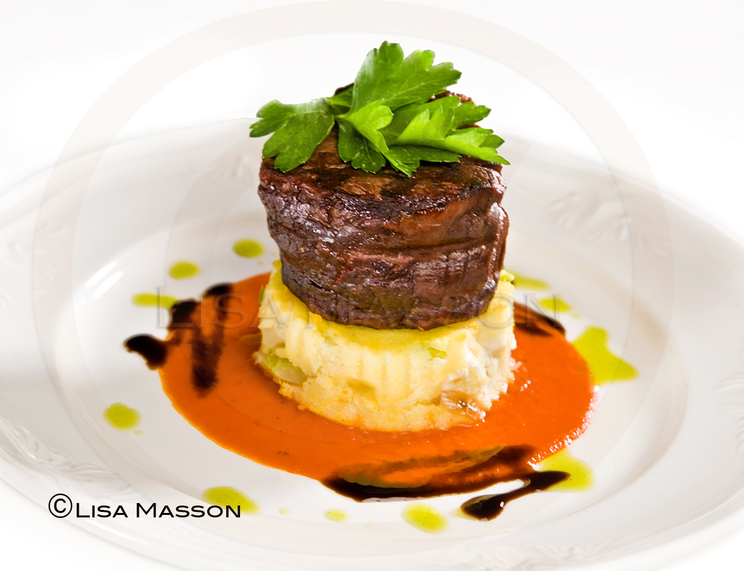 Beef Filet Mignon over Mashed Potatoes - Occidental 