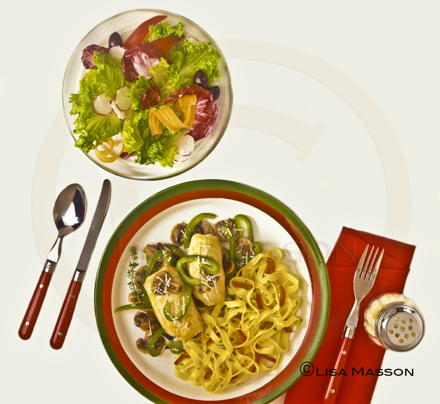 Garden Salad, Pasta, Chicken Breast with Mushrooms & Peppers - Sales Up