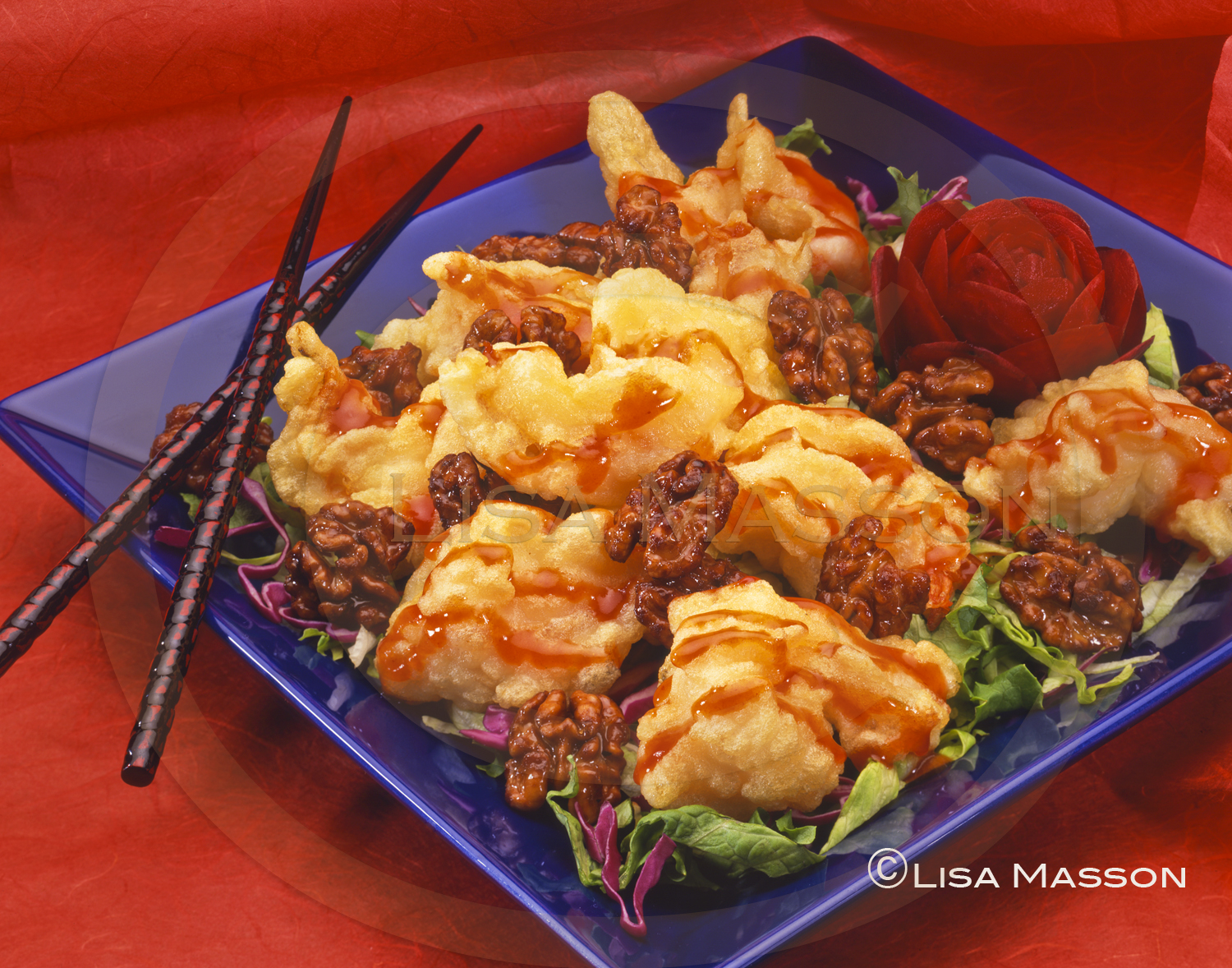 Crispy Prawns with Candied Walnuts - Confucius Cafe