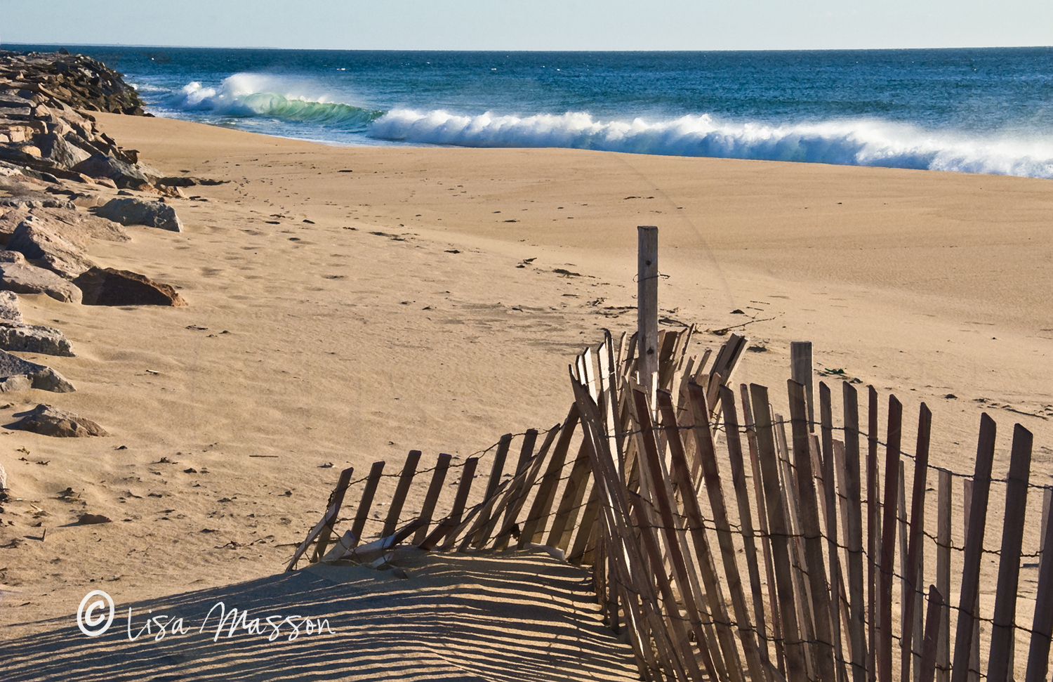 Block Island Sand Fence, Jetty, Waves 0129©