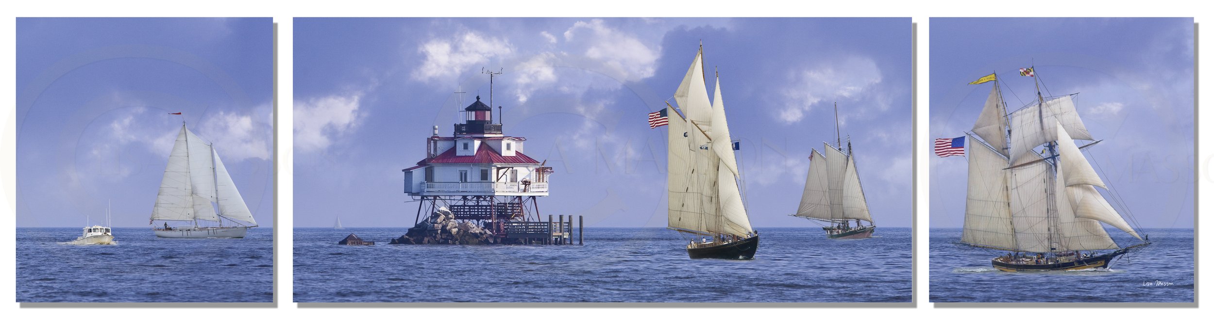 Thomas Point Schooner Race (ud) Triptych