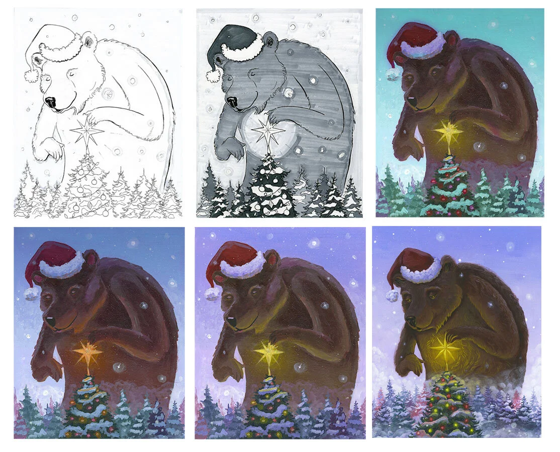 Process (line, value, color comps, final)