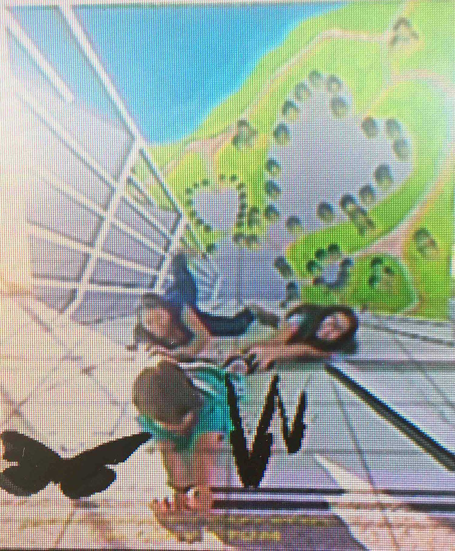Monitor screen grab of AR in action! 3D floor and wall mural done live at major festival in Venice, Florida.