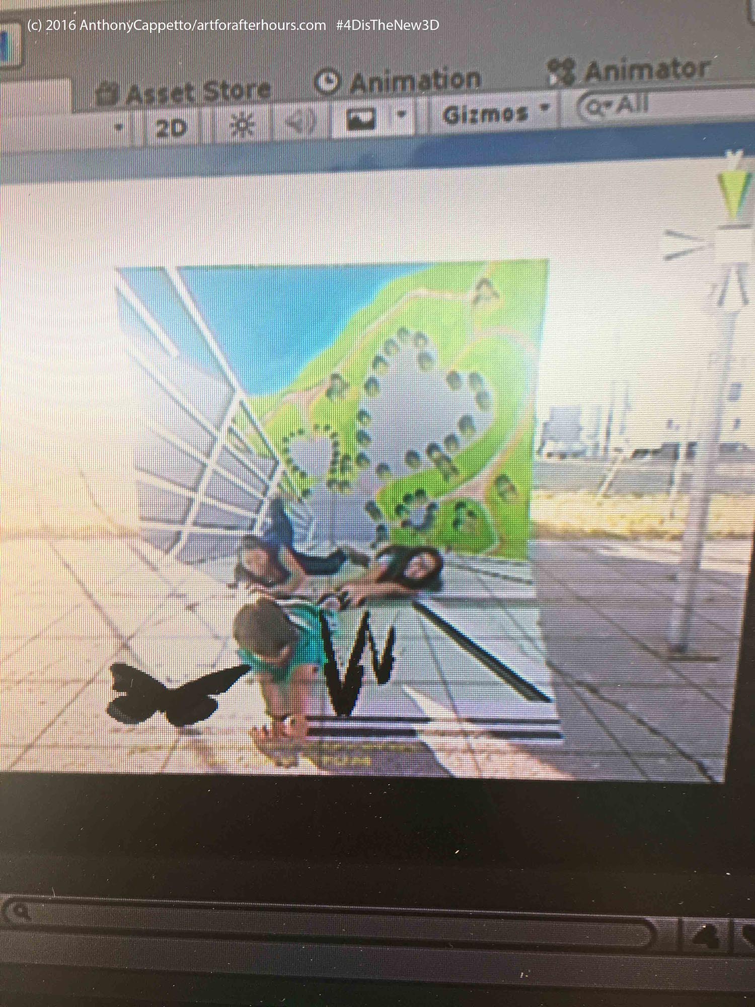 Viewing 4D on monitor for public viewing, streaming video clips for social media...