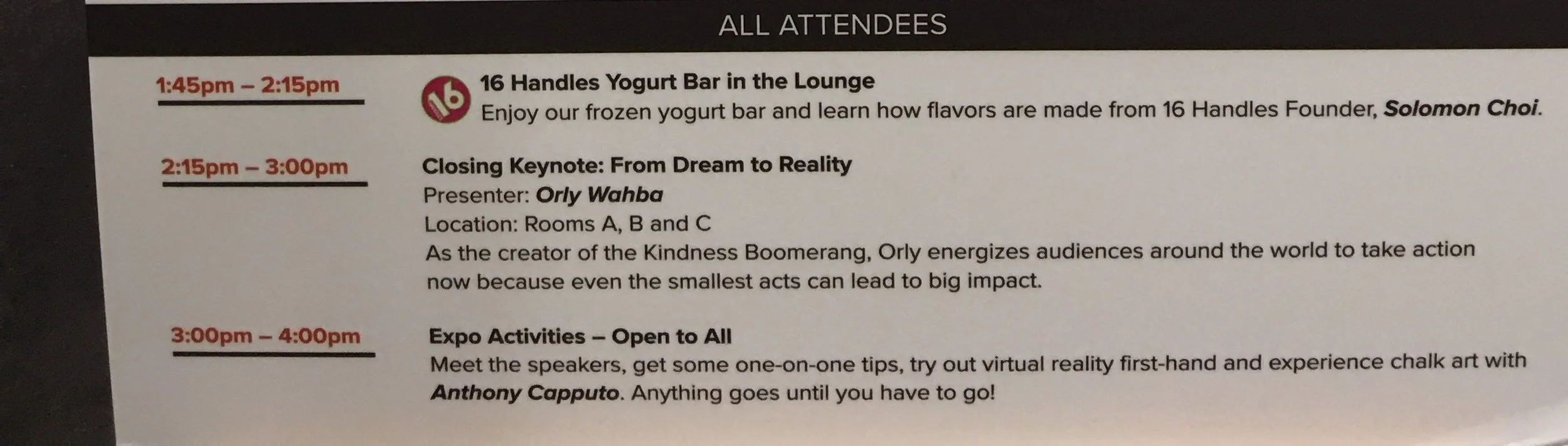 I am listed as part of the Expo Activities - 