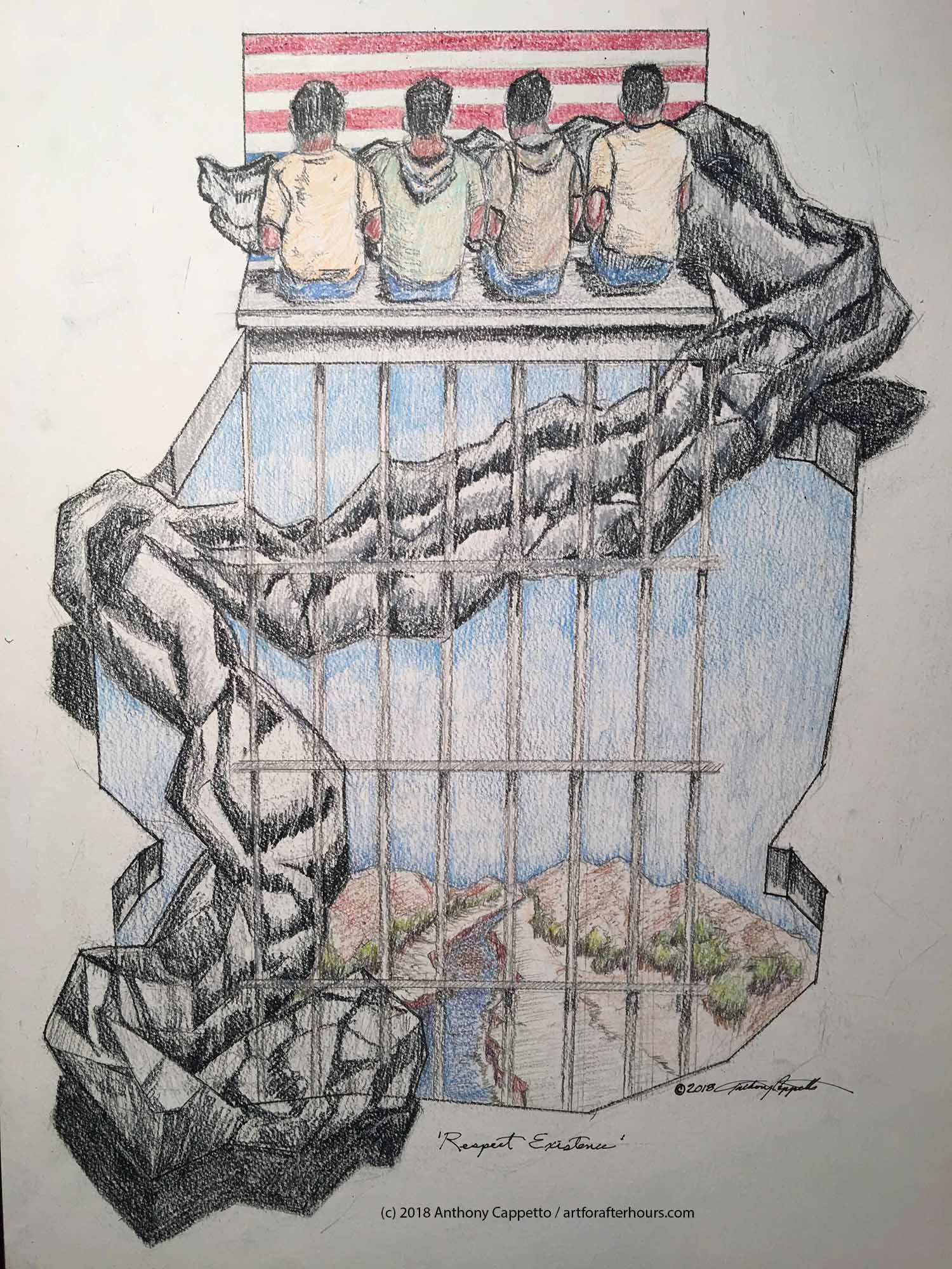 Original sketch of ‘Respect Existence’ by Anthony Cappetto of Art for After Hours.