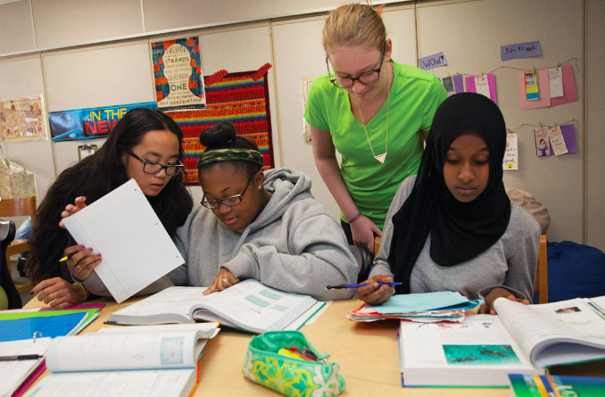 Learning together at GALS. Photo credits: Girls Athletic Leadership School. 