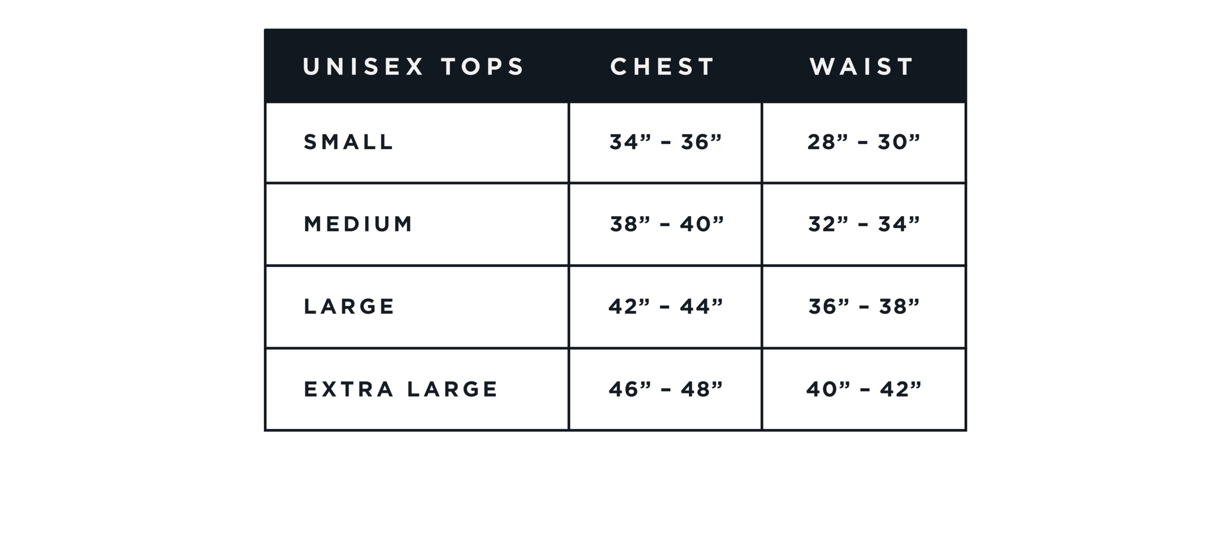 Size Chart | Buy Made in USA | Stay Apparel — Stay Apparel Co.